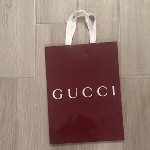 Gucci Maroon shopping bag  with White Handles
